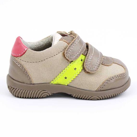 Pantofi sport , pentru copii , din piele naturala , PRIMII PASI  1839-BEJ/13, Culoare (12): BEJ/AURIU, Marime (12): 22 - 5- Roveli