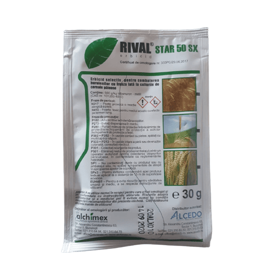 Rival star 50SX 1ha erbicid cu tribenuron pentru buruieni dicotiledonate la cereale paioase, Alege ambalajul dorit: Star - - Roveli