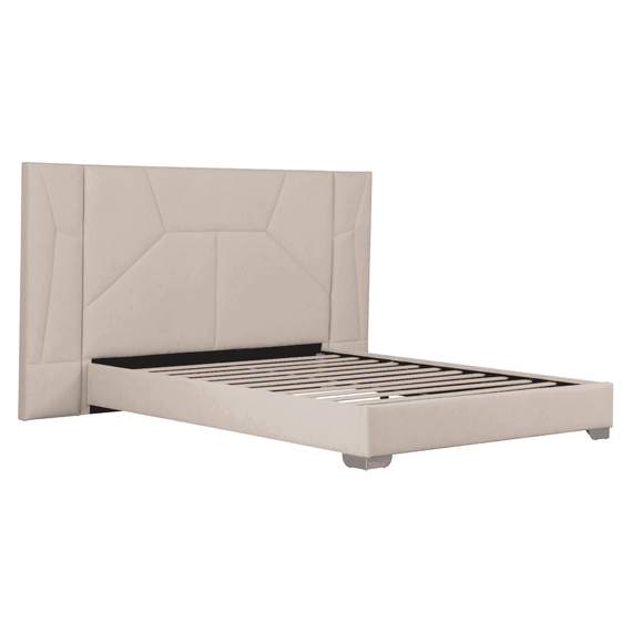 Pat cu somiera si iluminare LED, 160x200, tesatura Velvet bej, ALTESA - 4- Roveli