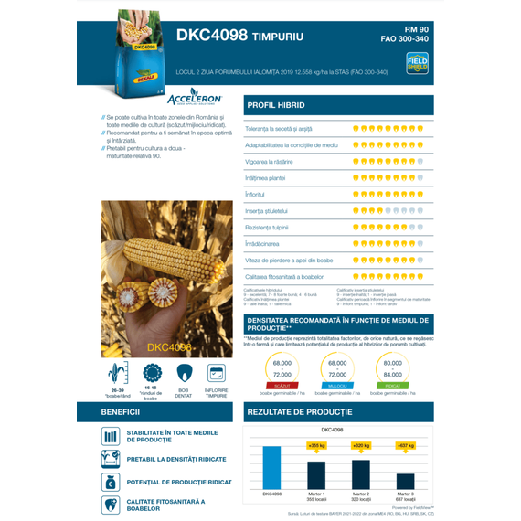 DKC 4231 Seminte Porumb Dekalb, hibrid timpuriu tratat cu Acceleron MR90 FAO 300-340 - Stoc NOU! - 2- Roveli