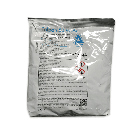 Folpan 80WDG 1kg fungicid contra Mana, Patarea Frunzelor, Rapan, Caderea plantutelor, Putregai cenusiu, Rizoctonioza - - Roveli
