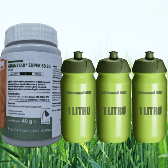 Pachet GRANSTAR - 1ha erbicid complet pentru cereale paioase, Alege ambalajul dorit: Erbicid + Foliar = 1ha - 2- Roveli
