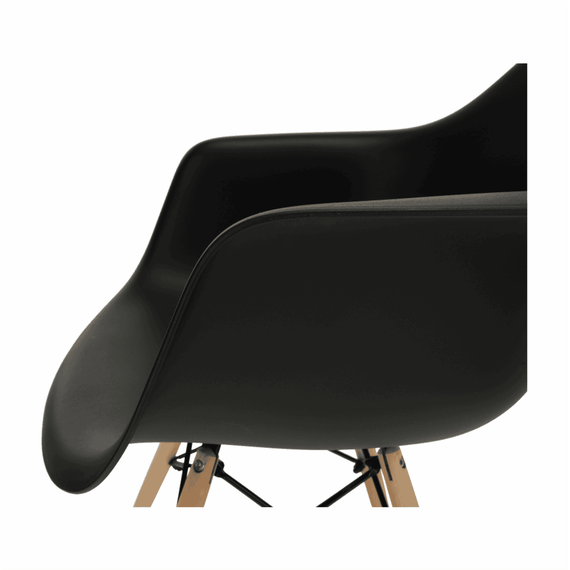 Scaun bucatarie / living DacEnergy©, design modern, structura din lemn cu finisaj fag, spatarul realizat din plastic negru, 62 x 58 x 81 cm - 2- Roveli