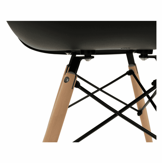 Scaun bucatarie / living DacEnergy©, design modern, structura din lemn cu finisaj fag, spatarul realizat din plastic negru, 62 x 58 x 81 cm - 5- Roveli