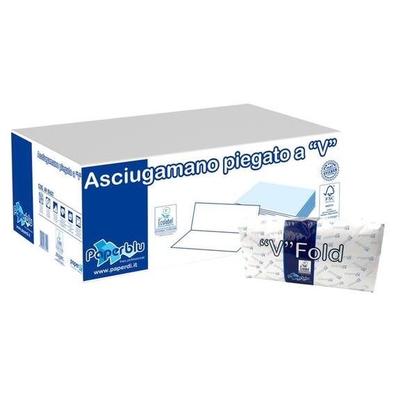 Prosoape albe din hartie pliate V fold Paperblu, 15 seturi/ bax - - Roveli