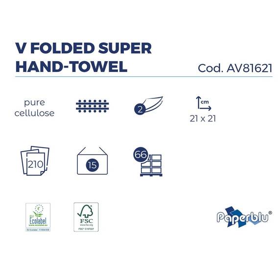 Prosoape albe din hartie pliate V fold Paperblu, 15 seturi/ bax - 2- Roveli