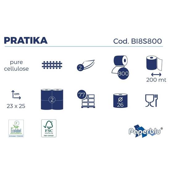 Set 2 role prosop hartie cu 2 straturi, Paperdi Pratika 200 m - 2- Roveli