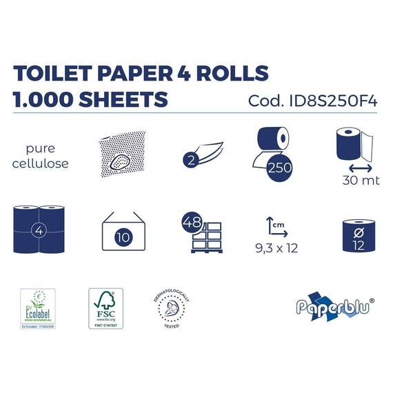 Hartie igienica PaperBlue, 30 m, 2 straturi, 4 role - 2- Roveli