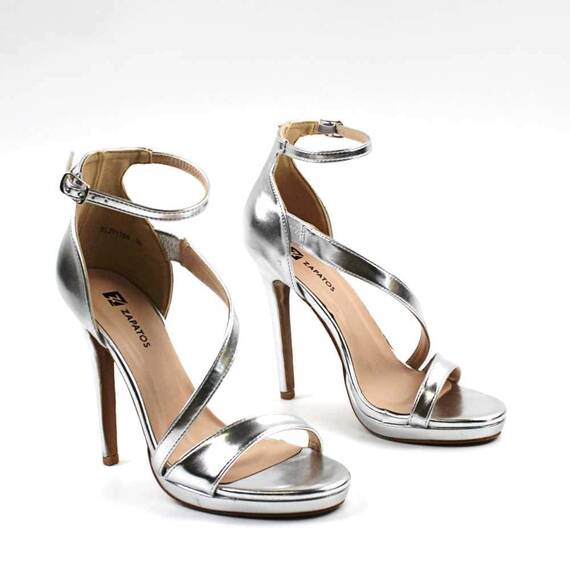 ​Sandale de dama elegante, cu platforma si toc inalt si subtire BLJY1286-SILVER, Culoare (12): Argintiu, Marime (12): 36 - 2- Roveli