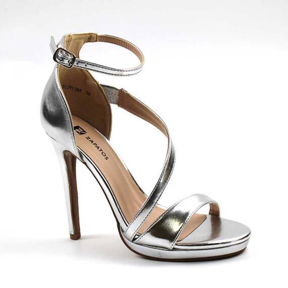 ​Sandale de dama elegante, cu platforma si toc inalt si subtire BLJY1286-SILVER, Culoare (12): Argintiu, Marime (12): 36 - - Roveli