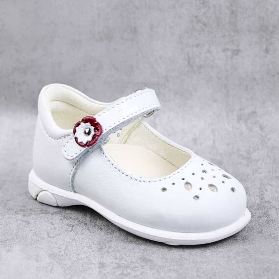 Pantofi usori , de copii , din piele naturala , cu perforatii  PRIMII PASI 7186-ALB/10 - - Roveli