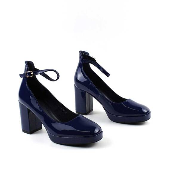 Pantofi de dama , cu platforma si toc gros , lacuiti  ML-OK50-NAVY, Culoare (12): Bleumarin, Marime (12): 38 - 3- Roveli