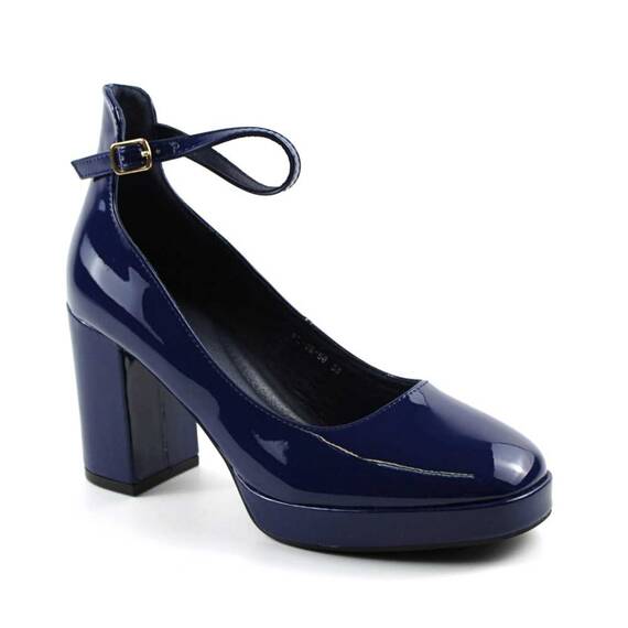 Pantofi de dama , cu platforma si toc gros , lacuiti  ML-OK50-NAVY, Culoare (12): Bleumarin, Marime (12): 38 - 2- Roveli