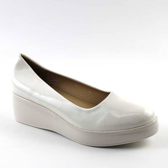 Pantofi comozi , de dama , cu platforma , lacuiti  LDY-31-8-WHITE, Culoare (12): Alb, Marime (12): 38** - - Roveli