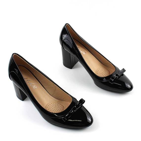 Pantofi eleganti de dama  cu toc mediu , gros 909-2-BLACK, Culoare (12): Negru, Marime (12): 38 - 3- Roveli