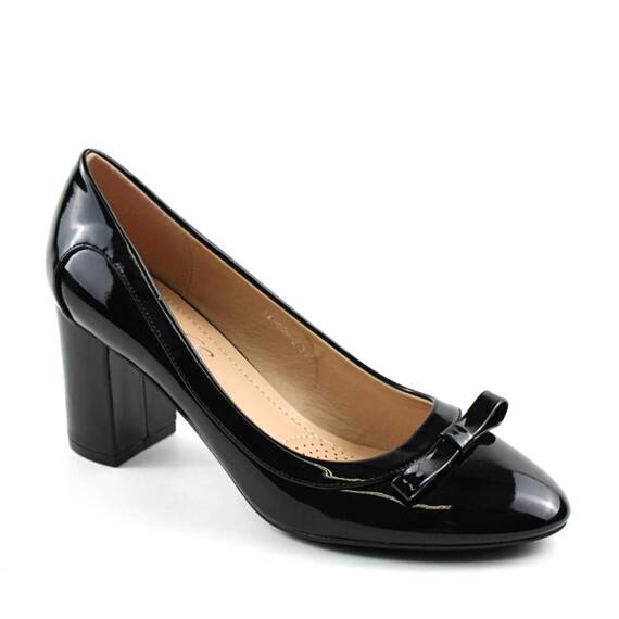 Pantofi eleganti de dama  cu toc mediu , gros 909-2-BLACK, Culoare (12): Negru, Marime (12): 38 - - Roveli