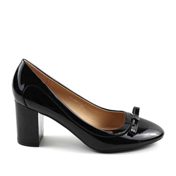 Pantofi eleganti de dama  cu toc mediu , gros 909-2-BLACK, Culoare (12): Negru, Marime (12): 35 - 3- Roveli