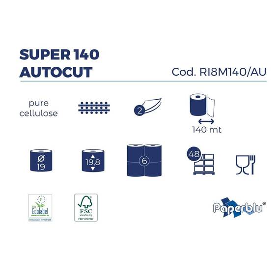 Set 6 role, prosop maini Autocut Paperdi, 140m - 2- Roveli