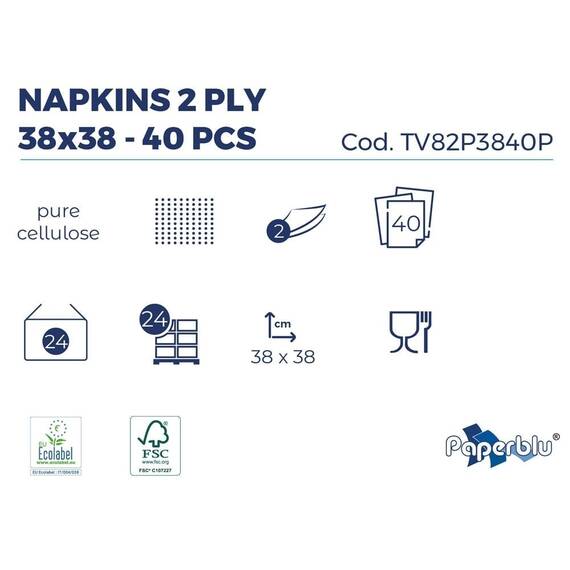Servetele de masa PaperBlu 38x38 cm, 2 straturi celuloza pura, 40 buc - 2- Roveli
