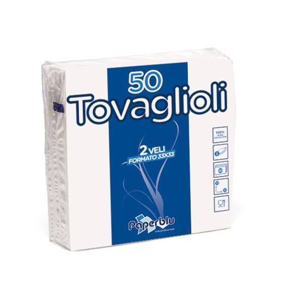 Servetele de masa PaperBlu 33x33 cm, 2 straturi celuloza pura, 50 buc/ pachet - - Roveli