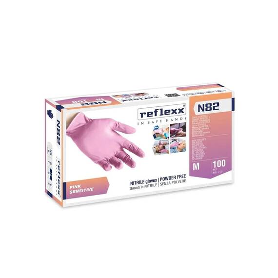 Manusi din Nitril Roz nepudrate Reflexx N82, Marime (26): XS - 2- Roveli