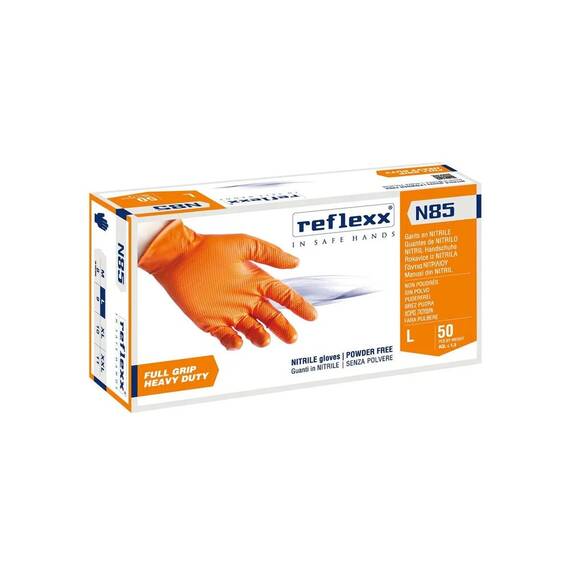 Manusi din Nitril nepudrate Orange Full Grip REFLEXX N85, rezistente, pentru domenii tehnice, Marime (26): XXL - 3- Roveli