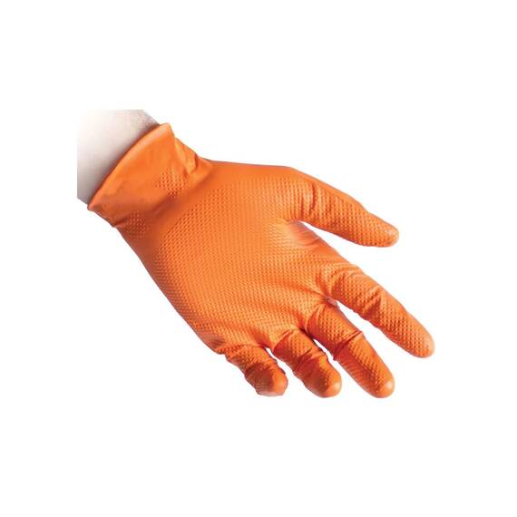Manusi din Nitril nepudrate Orange Full Grip REFLEXX N85, rezistente, pentru domenii tehnice, Marime (26): XXL - - Roveli