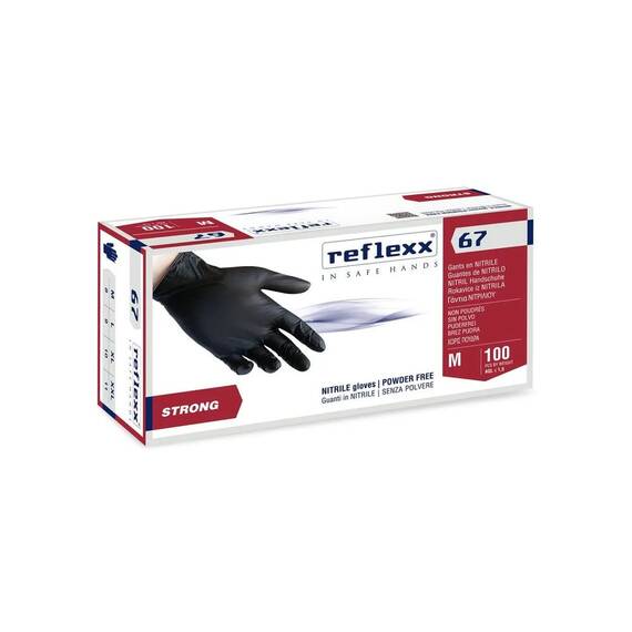 Manusile din nitril nepudrate negre Reflexx R67, Marime (26): M - 2- Roveli