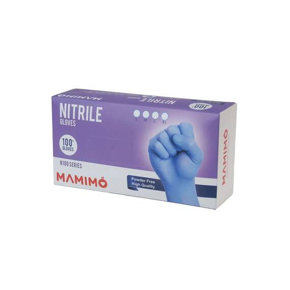 Manusi din Nitril nepudrate pentru examinare Mamimo, Culoare (26): albastru, Marime (26): XL - 3- Roveli