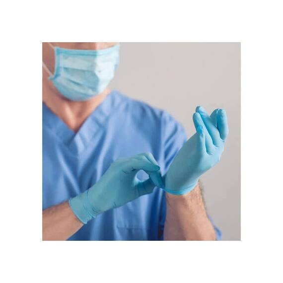 Manusi din Nitril nepudrate pentru examinare Mamimo, Culoare (26): albastru, Marime (26): XL - 9- Roveli