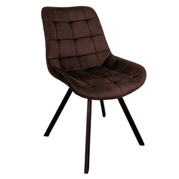 Scaun de sufragerie, tesatura Velvet maro inchis/negru, SAMIRA - - Roveli