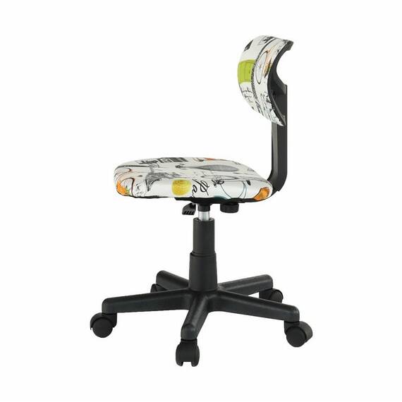 Scaun de birou copii DacEnergy©, realizat din plastic, metal, reglabil pe inaltime, rotativ, ergonomic, 39x 46x 84 cm, alb, cu model - 13- Roveli