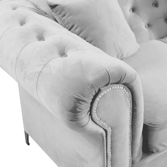 Canapea extensibila de lux 3 locuri, stofa gri deschis Velvet, ROMANO - 4- Roveli