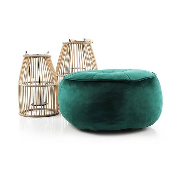 Taburet DacEnergy©, realizat din material textil, cu cusaturi decorative, forma rotunda, 45x45x26 cm, smarald - 2- Roveli