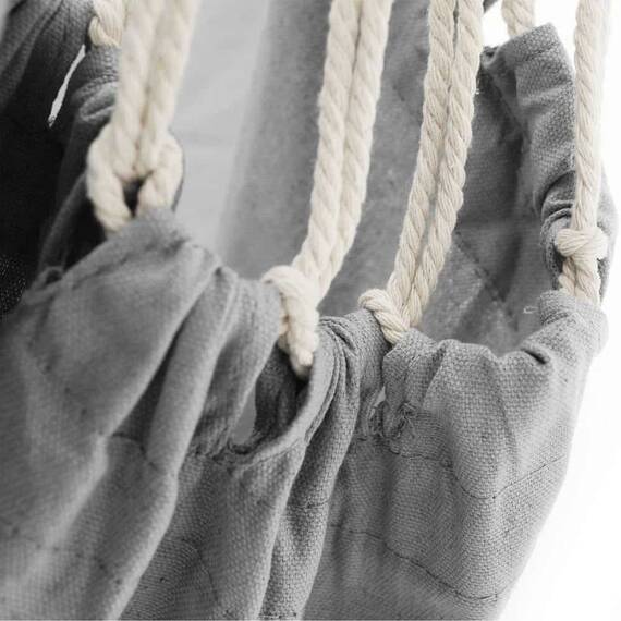 ​Hamac cu bara din lemn, bumbac si poliester, tip scaun, uni, cusaturi intarite, 100 x 130 cm, gri - 2- Roveli