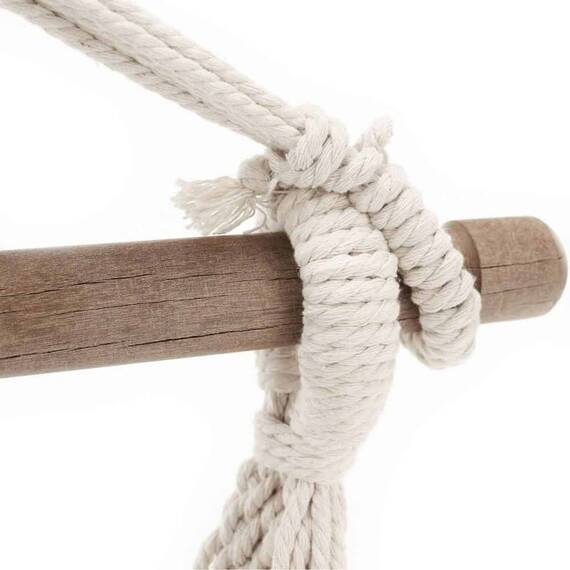 ​Hamac cu bara din lemn, bumbac si poliester, tip scaun, uni, cusaturi intarite, 100 x 130 cm, gri - 3- Roveli