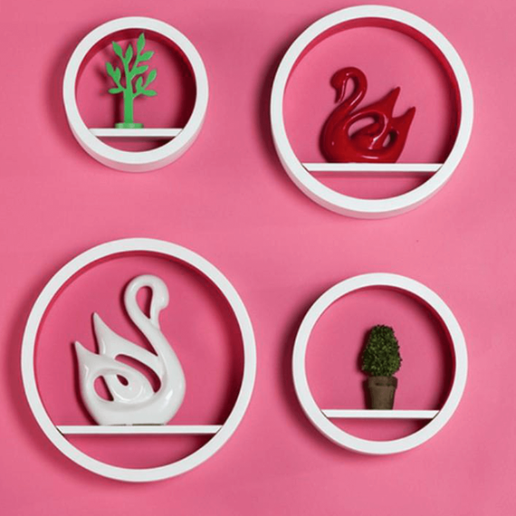 Set polite DacEnergy©, realizat din MDF, forma rotunda, 4 bucati, alba - - Roveli