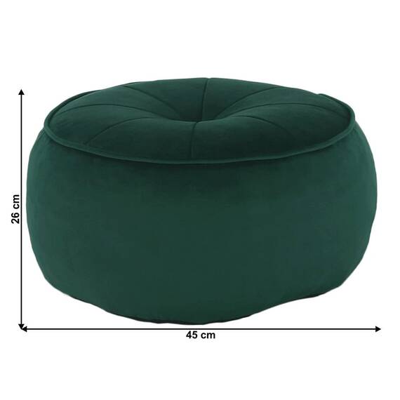Taburet DacEnergy©, realizat din material textil, cu cusaturi decorative, forma rotunda, 45x45x26 cm, smarald - 5- Roveli