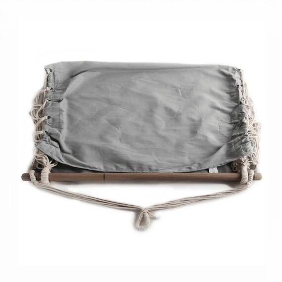 ​Hamac cu bara din lemn, bumbac si poliester, tip scaun, uni, cusaturi intarite, 100 x 130 cm, gri - 5- Roveli