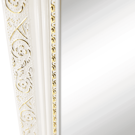 Oglinda de podea, alb/ornament auriu, LAVAL - 3- Roveli