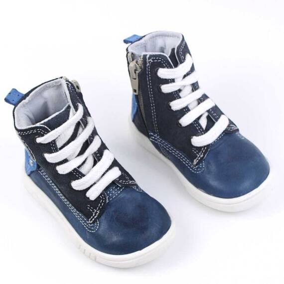 Ghete inalte pentru copii , PRIMII PASI ,  din piele naturala 3144-BLEU/7MC - 2- Roveli