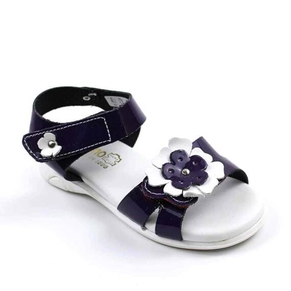 Sandale din piele naturala , lacuita , pentru fetite , cu flori 3257-MOV/X, Culoare (12): Mov, Marime (12): 24 - 2- Roveli