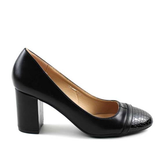 Pantofi eleganti de dama  cu toc mediu , gros 909-1-BLACK, Culoare (12): Negru, Marime (12): 35 - 3- Roveli