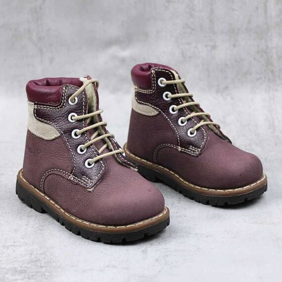 Ghete de copii, imblanite , din piele naturala PRIMII PASI  1857-BORDO/X, Culoare (12): Bordo, Marime (12): 20 - 2- Roveli