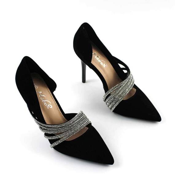 Pantofi eleganti de dama , decorati cu benzi stralucitoare 1957-28-BLACK, Culoare (12): Negru, Marime (12): 36* - 4- Roveli