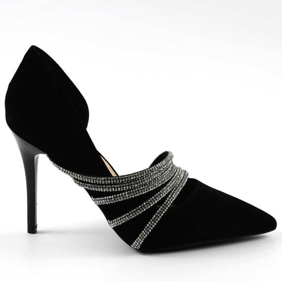 Pantofi eleganti de dama , decorati cu benzi stralucitoare 1957-28-BLACK, Culoare (12): Negru, Marime (12): 37* - 4- Roveli