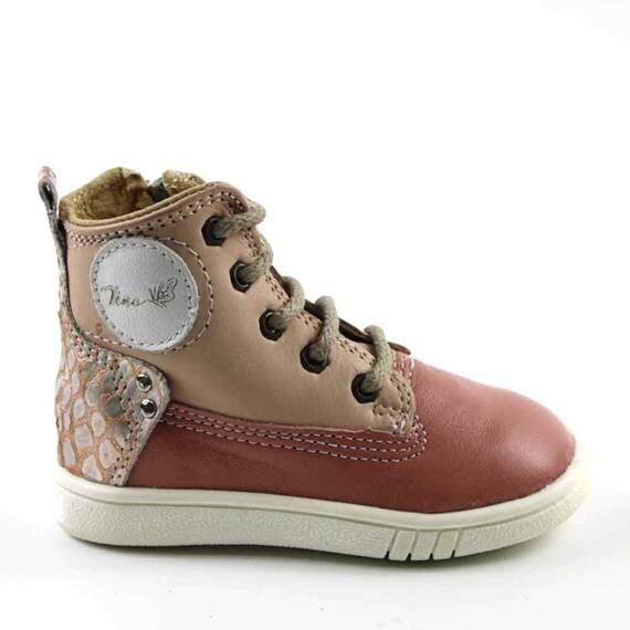 Ghete inalte pentru copii , PRIMII PASI ,  din piele naturala 3144-ROZ/5, Culoare (12): BEJ/ROZ, Marime (12): 22 - 4- Roveli