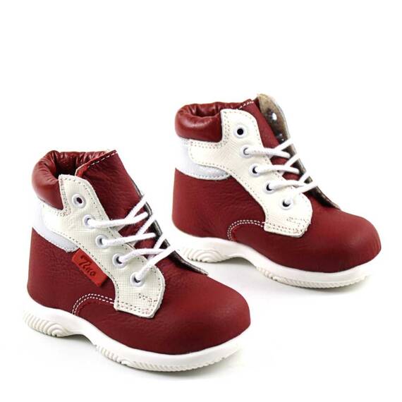 Ghete usoare de copii, din piele naturala PRIMII PASI 1857-ROSU/ALB/3, Culoare (12): ROSU/ALB, Marime (12): 22 - 3- Roveli