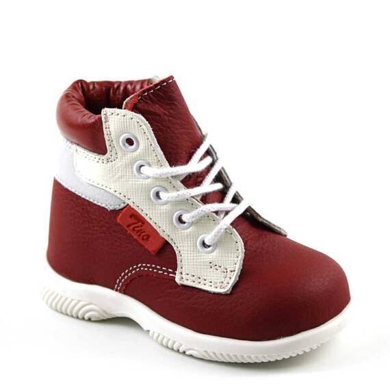Ghete usoare de copii, din piele naturala PRIMII PASI 1857-ROSU/ALB/3, Culoare (12): ROSU/ALB, Marime (12): 22 - - Roveli