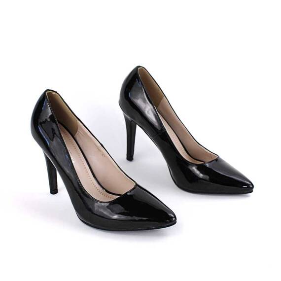 ​Pantofi stiletto de dama, eleganti,lacuiti cu tocul inalt SH397-BLACK - 4- Roveli